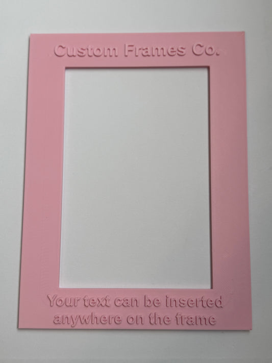 Pink picture frame with text on a white background vetical